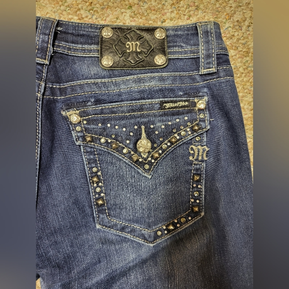 New Miss Me Bootcut denim Jeans Bling Pockets Size 30 NWOT - Picture 14 of 17